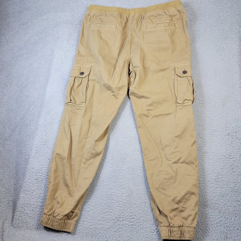 Arizona Jeans Cargo Jogger Pants Men's Size 34 Tapered Fit Elastic Cuffs Beige - Picture 4 of 12